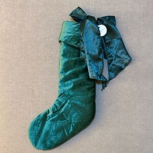 Anthropologie Velvet Bow Stocking in Green